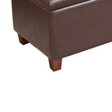 Benzara Leatherette Upholstered Wooden Bench With Button Tufted Hinged Top Storage, Brown BM195802 Brown Wood, Plywood and Faux Leather BM195802