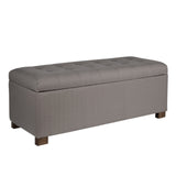 Benzara Fabric Upholstered Wooden Bench With Button Tufted Hinged Lid Storage, Large, Brown BM195807 Brown Wood and Polyester BM195807