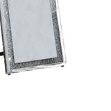 Benzara Faux Crystal Accented Wooden Floor Mirror, Clear and Silver BM195973 Clear and Silver Mirror, Glass, Faux Crystals and Composite Wood BM195973