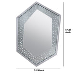 Benzara Faux Crystal Accented Wooden Frame WallDecor in Hexagonal Shape, Clear BM195978 Clear Mirror, Glass, Faux Crystals and Composite Wood BM195978