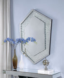 Benzara Faux Crystal Accented Wooden Frame WallDecor in Hexagonal Shape, Clear BM195978 Clear Mirror, Glass, Faux Crystals and Composite Wood BM195978