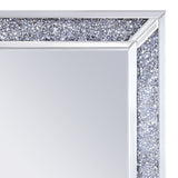 Benzara Rectangular Faux Crystal Inlaid Mirrored WallDecor with Wooden Backing, Clear BM195980 Clear Mirror, Glass, Faux Crystals and Composite Wood BM195980