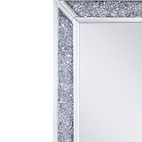 Benzara Rectangular Faux Crystal Inlaid Mirrored WallDecor with Wooden Backing, Clear BM195980 Clear Mirror, Glass, Faux Crystals and Composite Wood BM195980