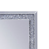 Benzara Mirrored Wooden Frame Accent WallDecor with Faux Crystal Inlay, Clear BM195981 Clear Mirror, Glass, Faux Crystals and Composite Wood BM195981