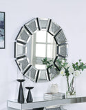 Benzara Wooden Backing WallDecor with Tapered Mirrored Panel Borders, Clear and Black BM195988 Clear Mirror, Glass, Faux Crystals and Composite Wood BM195988