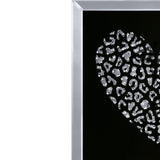 Benzara decorative Wood and Mirror Heart Wall Art, Black and Clear BM196000 Black and Clear Mirror, Glass, Faux Crystals and Composite Wood BM196000