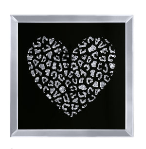 Benzara decorative Wood and Mirror Heart Wall Art, Black and Clear BM196000 Black and Clear Mirror, Glass, Faux Crystals and Composite Wood BM196000