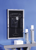 Benzara Wood and Mirror Martini Glass Wall Art, Clear and Black BM196002 Black and Clear Mirror, Glass, Faux Crystals and Composite Wood BM196002