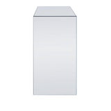 Benzara Wood and Mirror Cabinet with Three Drawers, Clear BM196005 Clear Mirror, Glass, Faux Crystals and Composite Wood BM196005