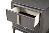 Benzara Wooden Nightstand With Two Drawers and Tapered Legs, Gray and White BM196017 Brown and Gray Pine, poplar solids, Mindy Veneer BM196017