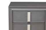 Benzara Wooden Nightstand With Two Drawers and Tapered Legs, Gray and White BM196017 Brown and Gray Pine, poplar solids, Mindy Veneer BM196017