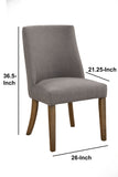 Benzara Fabric Upholstered Wooden Side Chairs With Curved Backrest, Set of Two, Gray and Brown BM196025 Brown Solid Pine, Plywood, Fabric BM196025