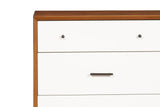 Benzara Modern Style Wooden Chest With Three Drawers and Flared Legs, Brown and White BM196032 Brown Mahogany Solids, Okoume Veneer BM196032