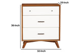 Benzara Modern Style Wooden Chest With Three Drawers and Flared Legs, Brown and White BM196032 Brown Mahogany Solids, Okoume Veneer BM196032