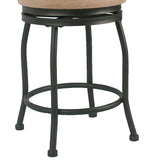 Benzara Metal Framed Counter Stool with Fabric Upholstered seat and Designer Back, Beige and Black BM196044 Beige and Black Fabric and Metal BM196044