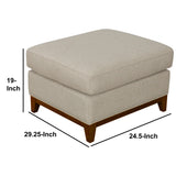 Benzara Fabric Upholstered Pillowtop Ottoman with Wooden Tapered Legs, Gray and Brown BM196052 Gray and Brown Fabric and Wood BM196052