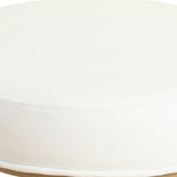 Benzara Round Shape Metal Framed Stool with Velvet Upholstered Seat, White and Gold BM196058 White and Gold Velvet and Metal BM196058