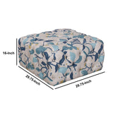 Benzara Floral Patterned Fabric Upholstered Wooden Ottoman with Button Tufted Detailing, Multicolor BM196077 Multicolor Fabric, Hardwood and Plywood BM196077