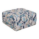 Benzara Floral Patterned Fabric Upholstered Wooden Ottoman with Button Tufted Detailing, Multicolor BM196077 Multicolor Fabric, Hardwood and Plywood BM196077