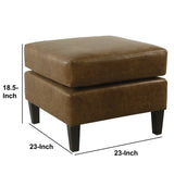 Benzara Faux Leather Upholstered Pillowtop Ottoman with Wooden Tapered Legs, Brown and Black BM196080 Brown and Black Faux Leather, Hardwood and Plywood BM196080