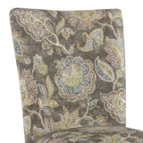 Benzara Floral Print Fabric Upholstered Parsons Chair with Wooden Legs, Multicolor, Set of Two BM196083 Multicolor Fabric, Hardwood and Plywood BM196083