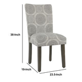 Benzara Medallion Pattern Fabric Upholstered Parsons Chair with Wooden Legs, Gray and Brown, Set of Two BM196084 Gray and Brown Fabric, Hardwood and Plywood BM196084