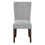 Benzara Velvet Upholstered Parson Chair with Wooden Tapered Legs, Gray and Brown, Set of Two BM196085 Gray and Brown Velvet, Hardwood and Plywood BM196085