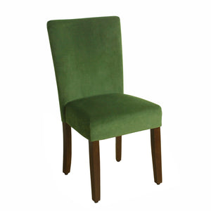 Benzara Velvet Upholstered Parson Dining Chair with Wooden Legs, Green and Brown, Set of Two BM196087 Green and Brown Velvet, Hardwood and Plywood BM196087