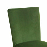 Benzara Velvet Upholstered Parson Dining Chair with Wooden Legs, Green and Brown, Set of Two BM196087 Green and Brown Velvet, Hardwood and Plywood BM196087