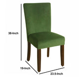 Benzara Velvet Upholstered Parson Dining Chair with Wooden Legs, Green and Brown, Set of Two BM196087 Green and Brown Velvet, Hardwood and Plywood BM196087