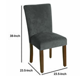 Benzara Velvet Upholstered Parson Dining Chair with Wooden Legs, Gray and Brown, Set of Two BM196088 Grey and Brown Velvet, Hardwood and Plywood BM196088