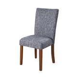 Benzara Textured Fabric Upholstered Parson Dining Chair with Wooden Legs, Blue and Brown, Set of Two BM196089 Blue and Brown Fabric, Hardwood and Plywood BM196089