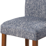 Benzara Textured Fabric Upholstered Parson Dining Chair with Wooden Legs, Blue and Brown, Set of Two BM196089 Blue and Brown Fabric, Hardwood and Plywood BM196089