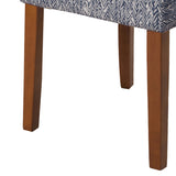 Benzara Textured Fabric Upholstered Parson Dining Chair with Wooden Legs, Blue and Brown, Set of Two BM196089 Blue and Brown Fabric, Hardwood and Plywood BM196089