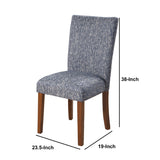 Benzara Textured Fabric Upholstered Parson Dining Chair with Wooden Legs, Blue and Brown, Set of Two BM196089 Blue and Brown Fabric, Hardwood and Plywood BM196089