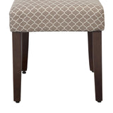 Benzara Quatrefoil Diamond Pattern Fabric Upholstered Chair with Wooden Legs, Brown and Cream, Set of Two BM196092 Brown and Cream Fabric, Hardwood and Plywood BM196092