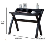 Benzara Multifunctional Wooden Desk with Electric Outlet and Trestle Base, Black BM196198 Black Wood BM196198