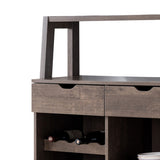 Benzara Stylish Wooden Wine Cabinet with Sled Legs and Spacious Storage, Brown BM196199 Brown Wood, Metal BM196199