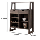 Benzara Stylish Wooden Wine Cabinet with Sled Legs and Spacious Storage, Brown BM196199 Brown Wood, Metal BM196199