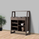 Benzara Stylish Wooden Wine Cabinet with Sled Legs and Spacious Storage, Brown BM196199 Brown Wood, Metal BM196199