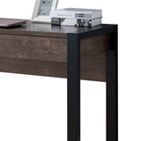 Benzara Rectangular Wooden Desk with Electric Outlet and Sled Leg Support, Black and Brown BM196205 Black and Brown Wood BM196205