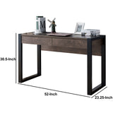 Benzara Rectangular Wooden Desk with Electric Outlet and Sled Leg Support, Black and Brown BM196205 Black and Brown Wood BM196205