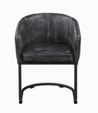 Benzara Vertically Stitched Faux Leather Upholstered Dining Chair with Metal Cantilever Base, Black BM196228 Black Metal and Faux Leather BM196228