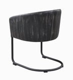 Benzara Vertically Stitched Faux Leather Upholstered Dining Chair with Metal Cantilever Base, Black BM196228 Black Metal and Faux Leather BM196228