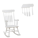 Benzara Classic Cottage Style Wooden Rocking Chair with Lath Back Design, White BM196619 White Wood BM196619