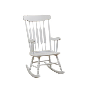 Benzara Classic Cottage Style Wooden Rocking Chair with Lath Back Design, White BM196619 White Wood BM196619