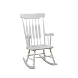 Classic Cottage Style Wooden Rocking Chair with Lath Back Design, White