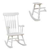 Benzara Classic Cottage Style Wooden Rocking Chair with Lath Back Design, White BM196619 White Wood BM196619