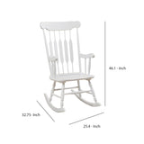 Benzara Classic Cottage Style Wooden Rocking Chair with Lath Back Design, White BM196619 White Wood BM196619