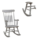 Benzara Classic Cottage Style Wooden Rocking Chair with Lath Back Design, Pale Gray BM196620 Gray Wood BM196620